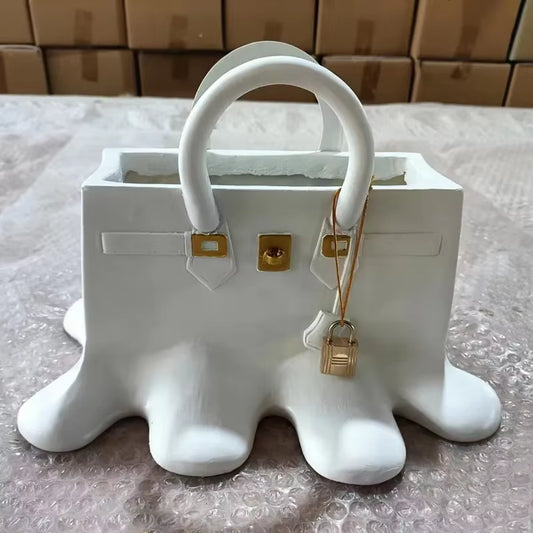 Boho Large Resin Flowers Bag Vase Speedy Room Decor Study Office Dining Table Vase Bag Living Room Bag Vase Luxury Sculpture