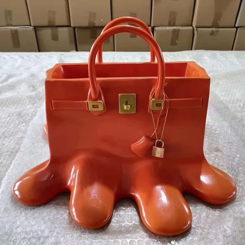 Boho Large Resin Flowers Bag Vase Speedy Room Decor Study Office Dining Table Vase Bag Living Room Bag Vase Luxury Sculpture