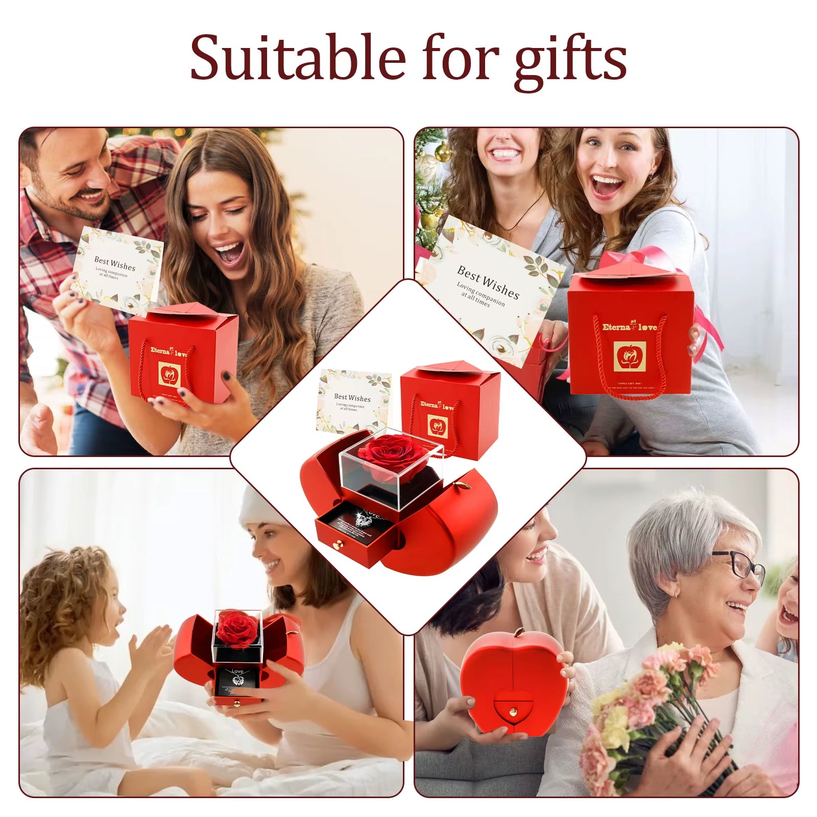 Valentines Day Gift I Love You Necklace with Rose Gifts Box Pendant Jewelry for Girlfriend 2025 New in Romantic Accessories