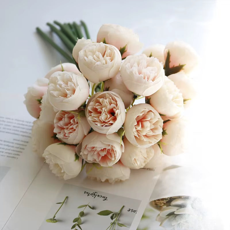 27 Heads Artificial Rose Peony Flowers Bridal Bouquet for Home Party Table DIY Decor Fake Flowers Wedding Decoration Flowers