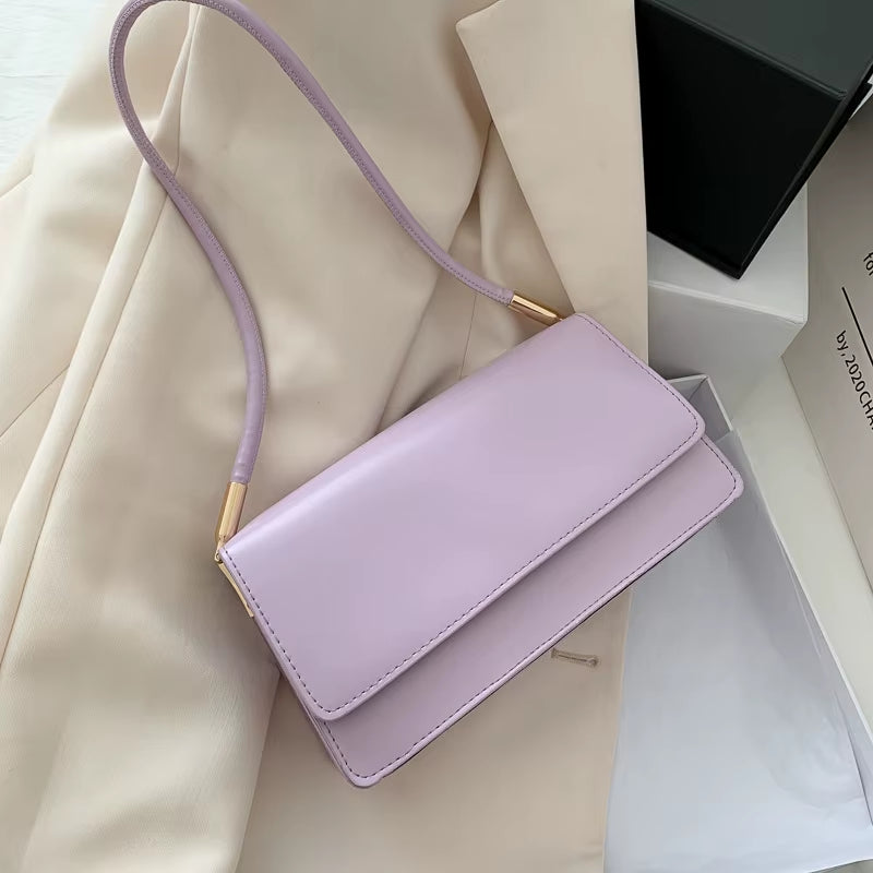 New Women'S Fashion Handbags Retro Solid Color PU Leather Shoulder Underarm Bag Casual Women Hobos Handbags Сумка Женская Trend