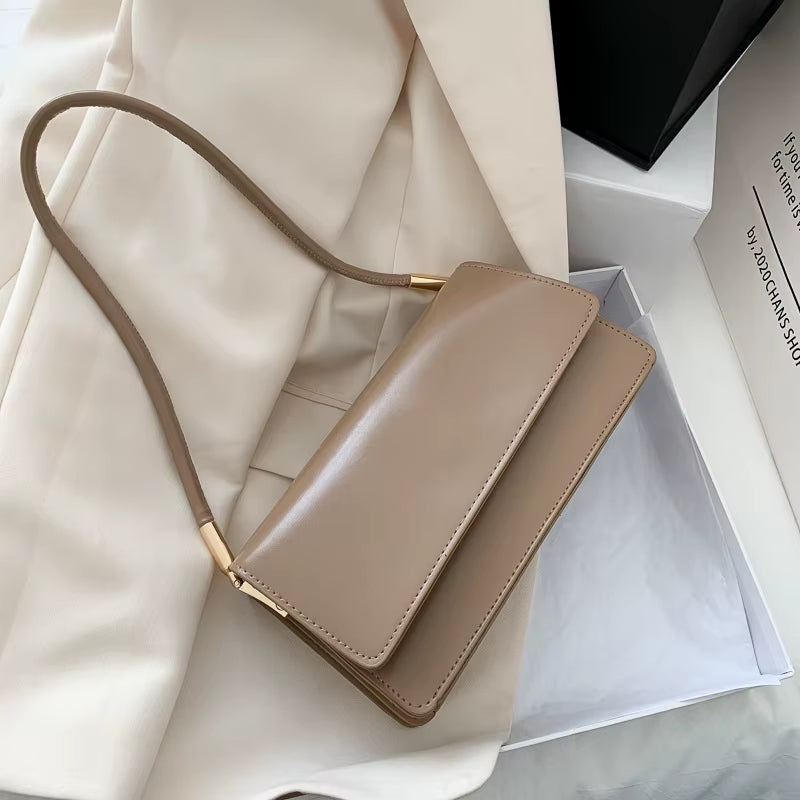 New Women'S Fashion Handbags Retro Solid Color PU Leather Shoulder Underarm Bag Casual Women Hobos Handbags Сумка Женская Trend