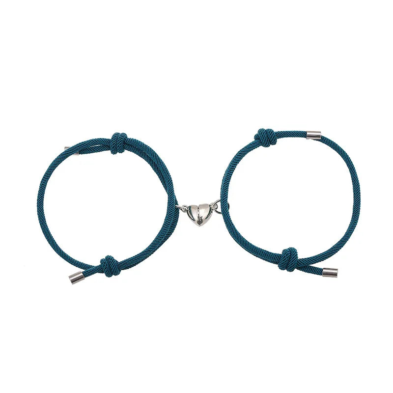 Wholesale 2Pcs/Set Love Heart Magnetic Bracelet Adjustable Handmade Valentine'S Day Gifts Magnet Heart Couple Bracelets