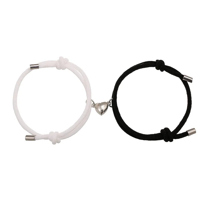 Wholesale 2Pcs/Set Love Heart Magnetic Bracelet Adjustable Handmade Valentine'S Day Gifts Magnet Heart Couple Bracelets
