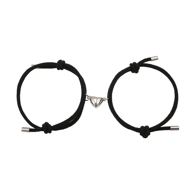 Wholesale 2Pcs/Set Love Heart Magnetic Bracelet Adjustable Handmade Valentine'S Day Gifts Magnet Heart Couple Bracelets
