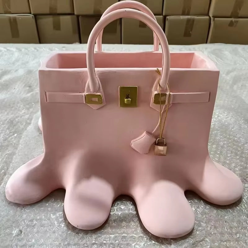 Boho Large Resin Flowers Bag Vase Speedy Room Decor Study Office Dining Table Vase Bag Living Room Bag Vase Luxury Sculpture