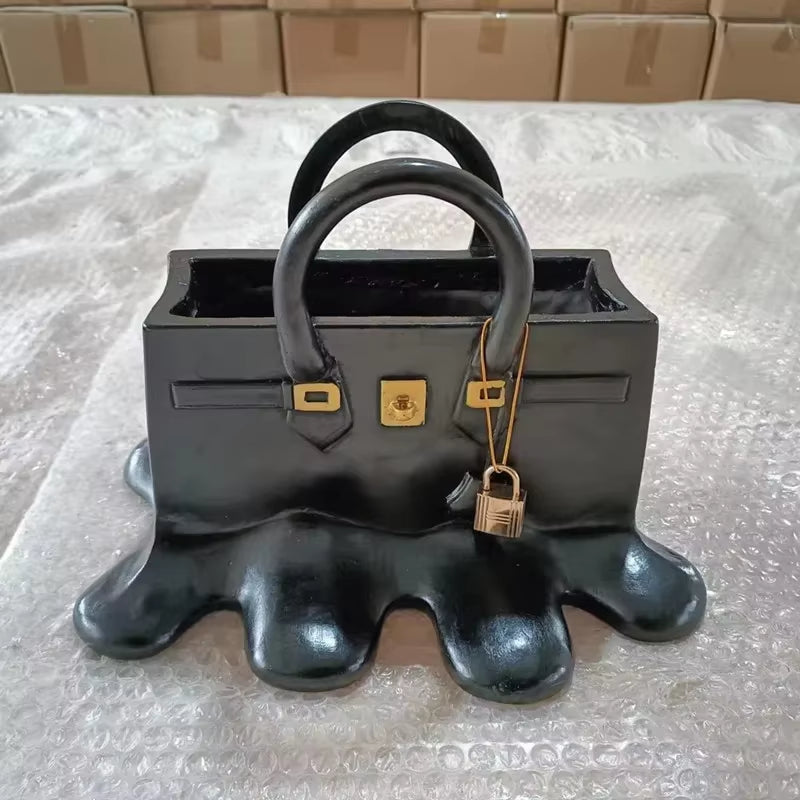 Boho Large Resin Flowers Bag Vase Speedy Room Decor Study Office Dining Table Vase Bag Living Room Bag Vase Luxury Sculpture