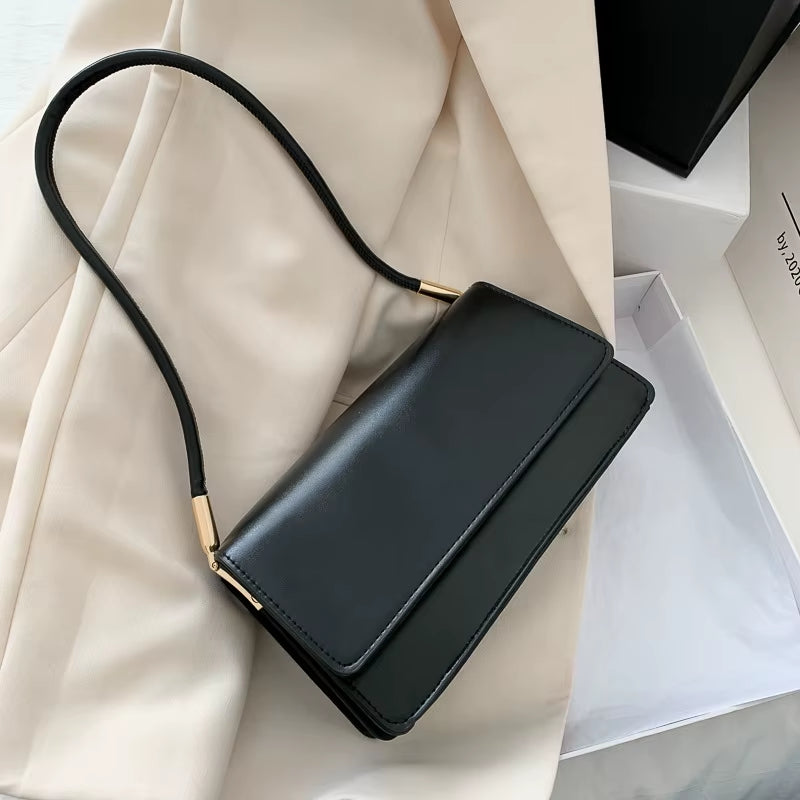 New Women'S Fashion Handbags Retro Solid Color PU Leather Shoulder Underarm Bag Casual Women Hobos Handbags Сумка Женская Trend
