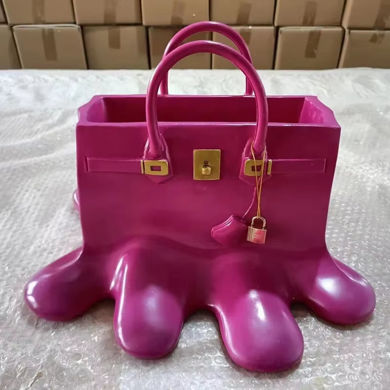 Boho Large Resin Flowers Bag Vase Speedy Room Decor Study Office Dining Table Vase Bag Living Room Bag Vase Luxury Sculpture